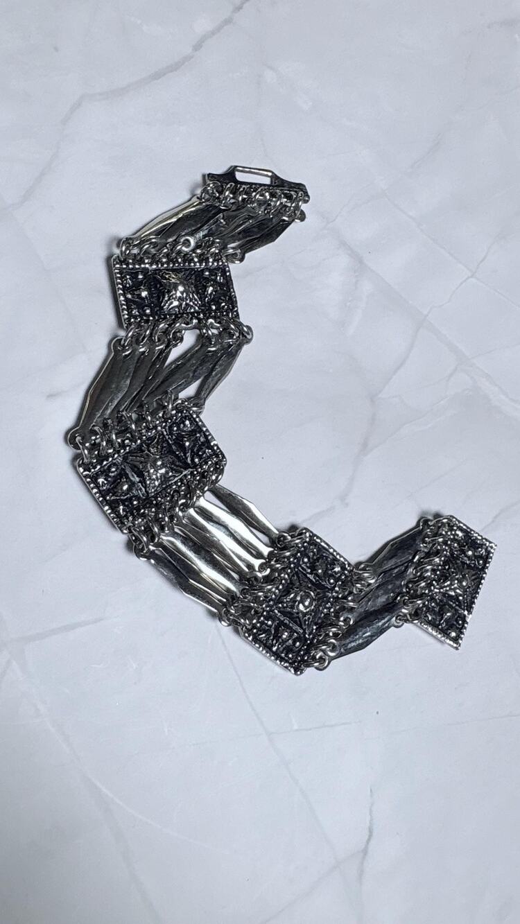 Vintage Mexican Sterling Silver Multi Strand Bracelet 7.75" Taxco Eagle Mark